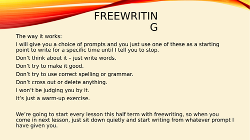 L1 creative writing freewrite and expand