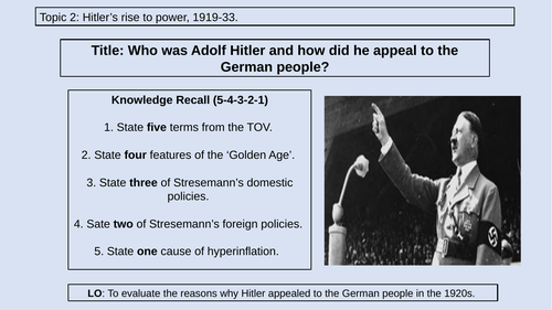 Edexcel Gcse History Weimar And Nazi Germany Topic 2 Rise Of Hitler And Nazis Full Sow Unit Of