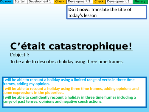 C’était catastrophique! Studio GCSE French Mod 5.6