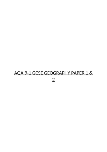 AQA GCSE GEOGRAPHY: PAPER 1 + PAPER 2 | Teaching Resources