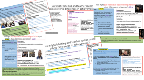 AQA A-level Sociology: Education Topic 3 Ethnic differences - Negative ...