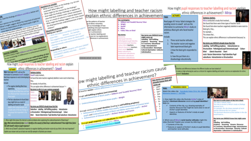 AQA A-level Sociology: Education Topic 3 Ethnic differences -  Negative labelling and teacher racism