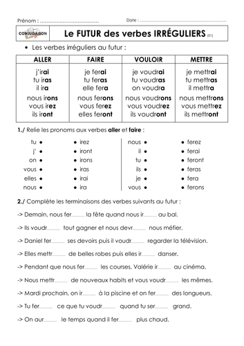 Multiple exercises and explanation of the basic Tenses with subjonctif ...