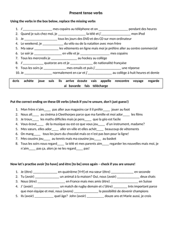 Multiple exercises and explanation of the basic Tenses with subjonctif ...