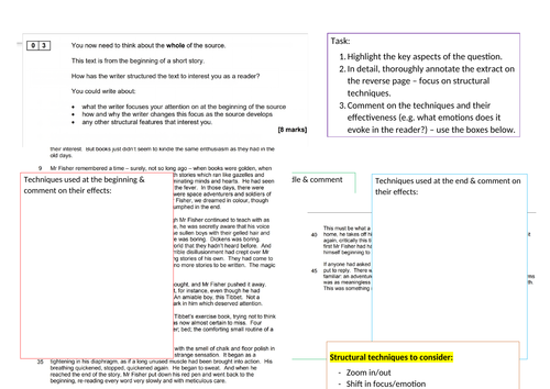 Language Paper 1 Question 3 revision | Teaching Resources