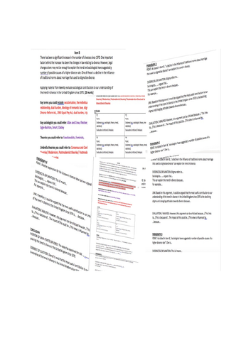 WRITING FRAME  - AQA A-level Sociology: Families – Topic  5 Changing patterns (divorce) 20 marker