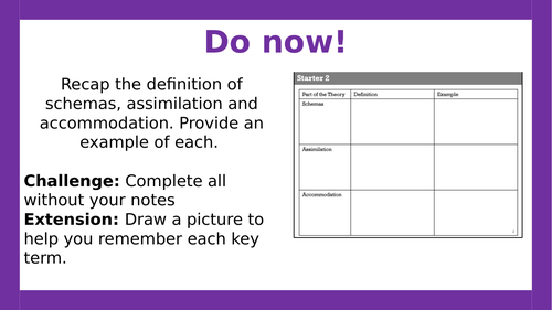 AQA GCSE Psychology Piaget s Theory of Four Stages. Lesson 3 of