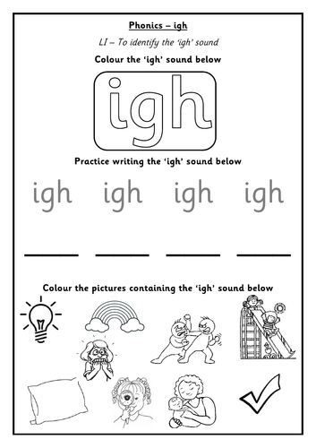 igh (ie) Phonics Worksheets | Teaching Resources