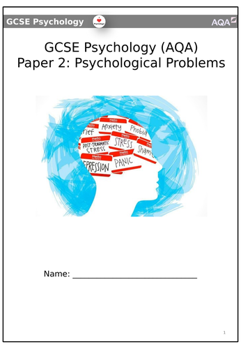 AQA GCSE Psychology: Psychological Problems Workbook/Booklet | Teaching ...