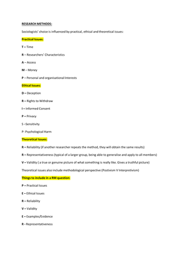 aqa-a-level-sociology-research-methods-revision-notes-teaching-resources