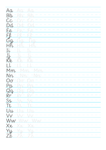 Lower Case and Capital Cursive Alphabet Practice Sheet and Scaffold UK ...