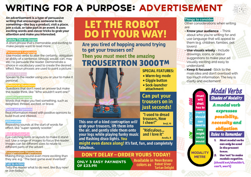 Writing for a Purpose: Advertisement KS2+