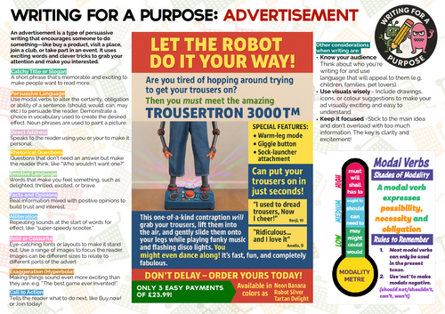 Writing for a Purpose: Advertisement KS2+