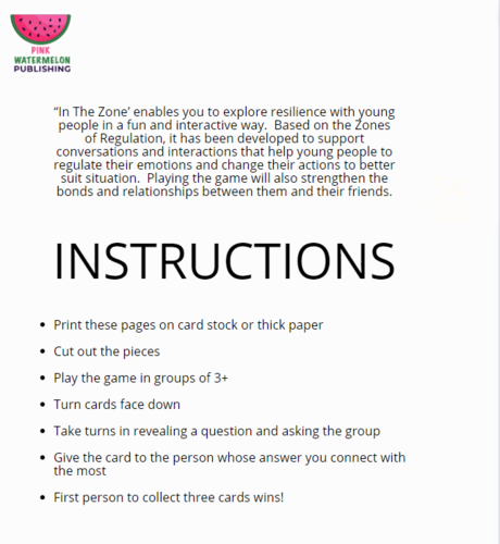 Zones of Regulation Card Game | Teaching Resources