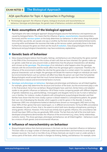 approaches-in-psychology-biological-approach-exam-notes-and-model