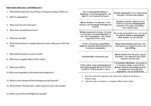 GCSE History USA: conflict at home and abroad 1- Civil Rights ...