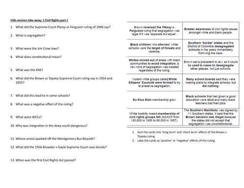 GCSE History USA: conflict at home and abroad 1- Civil Rights