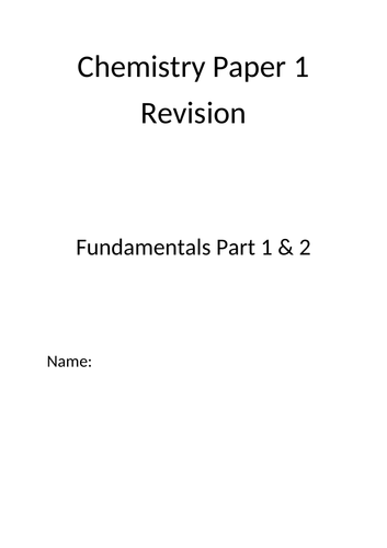 Chemistry AQA Paper 1 - Revision videos and booklets - COMBINED AND ...