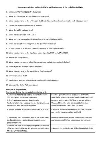 GCSE History superpower relations and the Cold War revision 4- The end of the Cold War