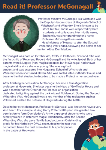 'Read it! Professor McGonagall' - Reading Comprehension