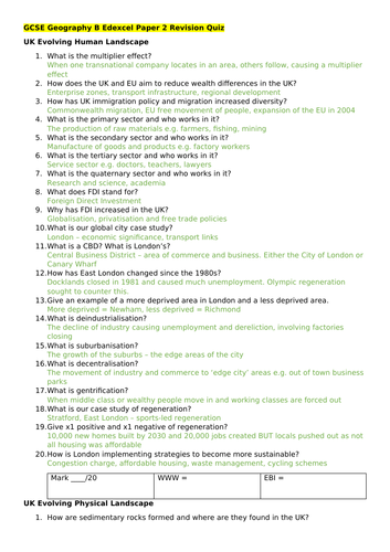 Edexcel B GCSE Geography Paper 1 & 2 - Complete Revision Pack ...