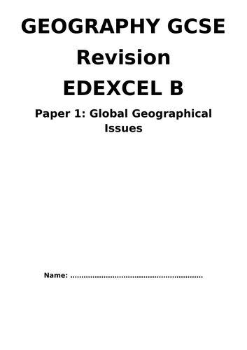 Edexcel B GCSE Geography Paper 1 - Complete Revision Pack | Teaching ...