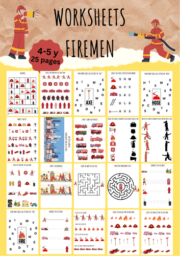 Firefighters worksheets for preschoolers | Teaching Resources