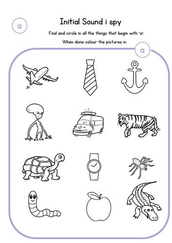 SATPIN Beginning Sounds Colouring Worksheets NO PREP | Teaching Resources