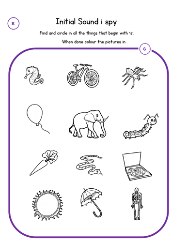 SATPIN Beginning Sounds Colouring Worksheets NO PREP | Teaching Resources