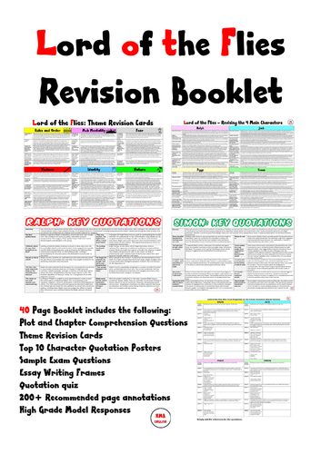 Lord of the Flies 50 page Revision Study Booklet
