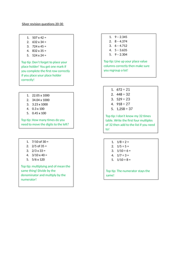 Year 6 SAT arithmetic revision questions!