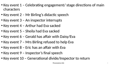 An Inspector Calls revision flash cards/slides - plot/quotes/theme