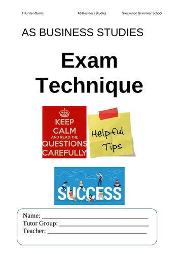 CCEA AS EXAM TECHNIQUE BOOKLET | Teaching Resources