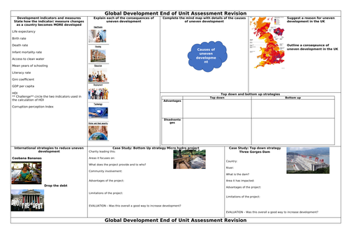 Global development revision summary sheet | Teaching Resources