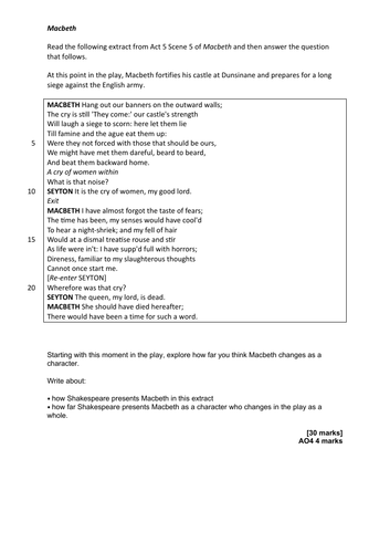 Macbeth - Final Preparation for the 2024 Exam Act 5, Scene 5 | Teaching Resources