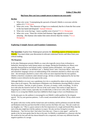 KS5 Othello Revision Resources (Suitable for Edexcel Spec but can be ...