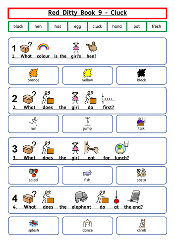 Read Write Inc Red Ditty Comprehension | Teaching Resources
