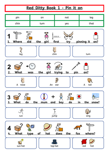 Read Write Inc Red Ditty Comprehension