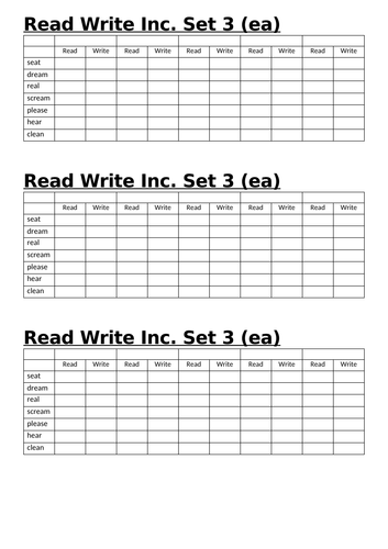 Read Write Inc Set 3 tracking sheets