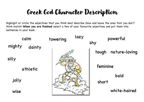 Greek Gods and Goddesses: Descriptive Writing | Teaching Resources