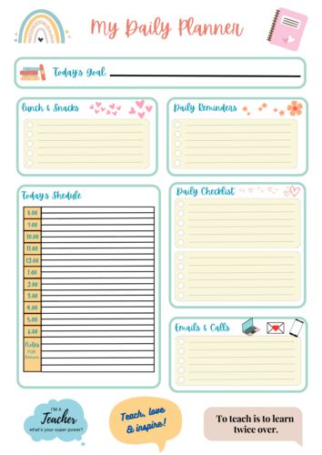 Teacher Weekly & Daily Planner - Rainbow Theme | Teaching Resources