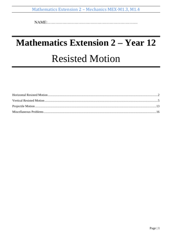 Mathematics Extension 2 Course Booklet Bundle | Teaching Resources