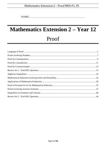 Mathematical Proof - Booklet - Mathematics Extension 2 HSC