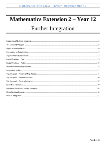 Mathematics Extension 2 Course Booklet Bundle | Teaching Resources