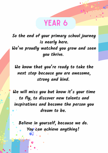 Year 6 Leavers’ Poem | Teaching Resources