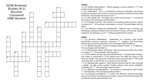 GCSE Business Studies Pearson Edexcel Revision Crosswords (Theme 1