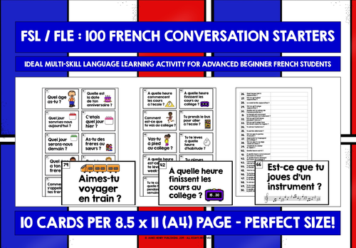 FRENCH CONVERSATION STARTERS #1 | Teaching Resources