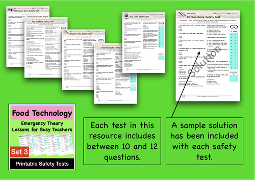 Food Technology Lessons - Set 3 Printable Safety Tests | Teaching Resources