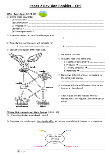 CB9 Revision Booklet (Edexcel GCSE Combined Science Biology)