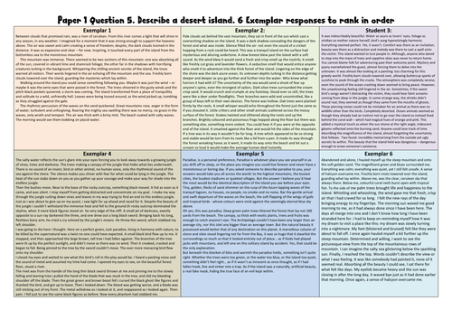 Describe a desert island Paper 1 Question 5 - 6 responses to compare